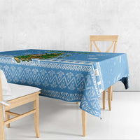 Guatemala Christmas Tablecloth with Blue Christmas Monkey Tree Snowman and Snowflake - Wonder Print Shop