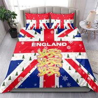 England Christmas Bedding Set with Red White Blue Santa Bus Tree and Three Lions Design - Wonder Print Shop