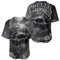 Black and gray skull baseball jersey, shown front and back in set