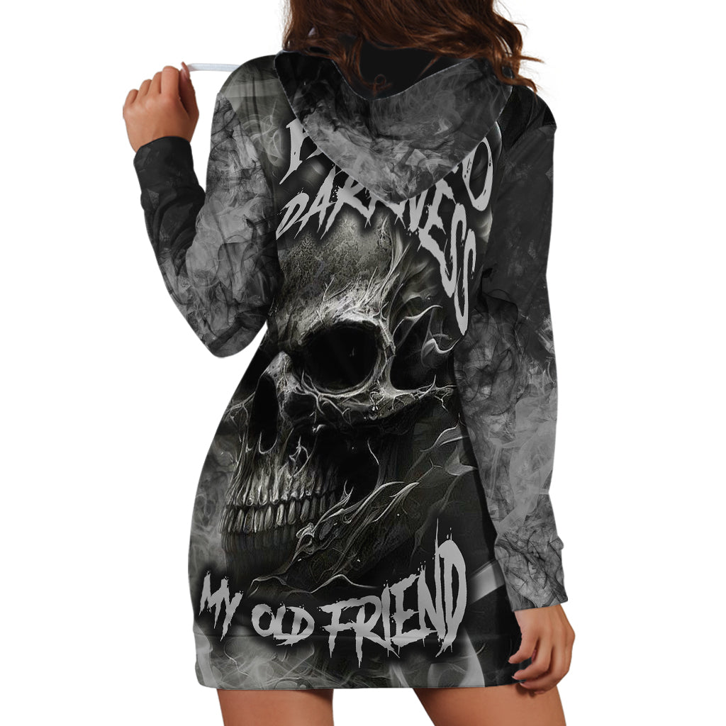 Hello Darkness My Old Friend Skull Hoodie Dress - Wonder Print Shop