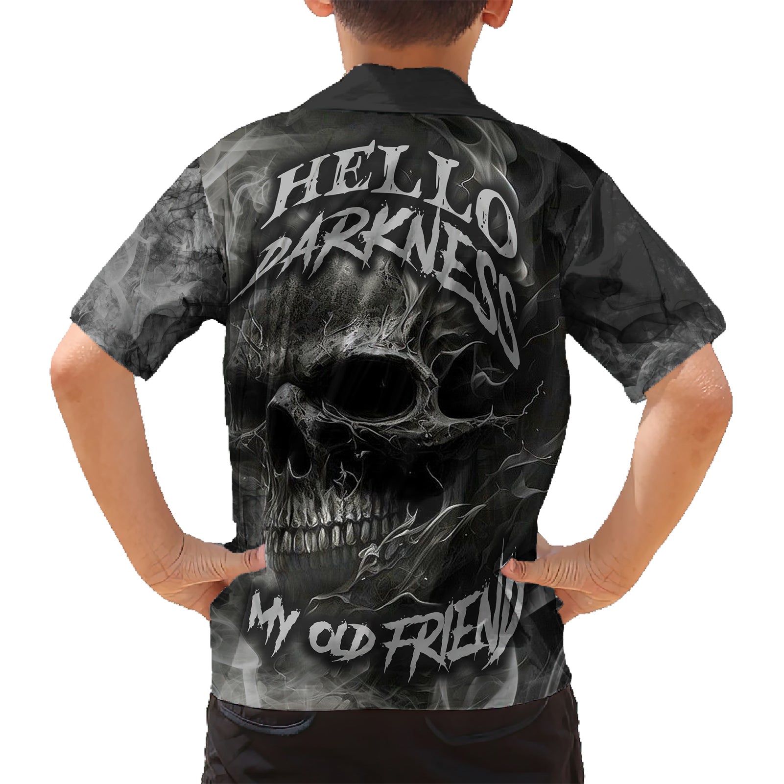 Hello Darkness My Old Friend Skull Kid Hawaiian Shirt - Wonder Print Shop