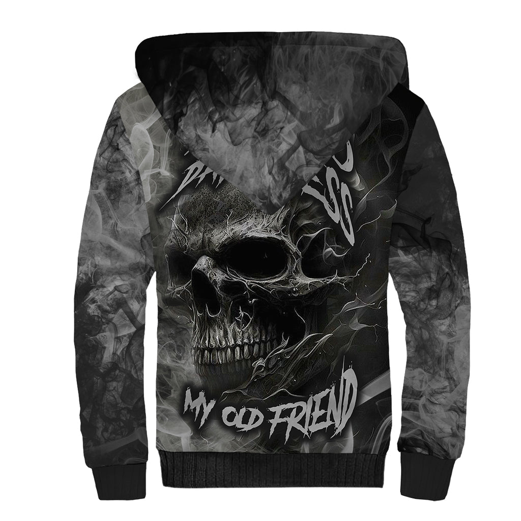 Hello Darkness My Old Friend Skull Sherpa Hoodie - Wonder Print Shop