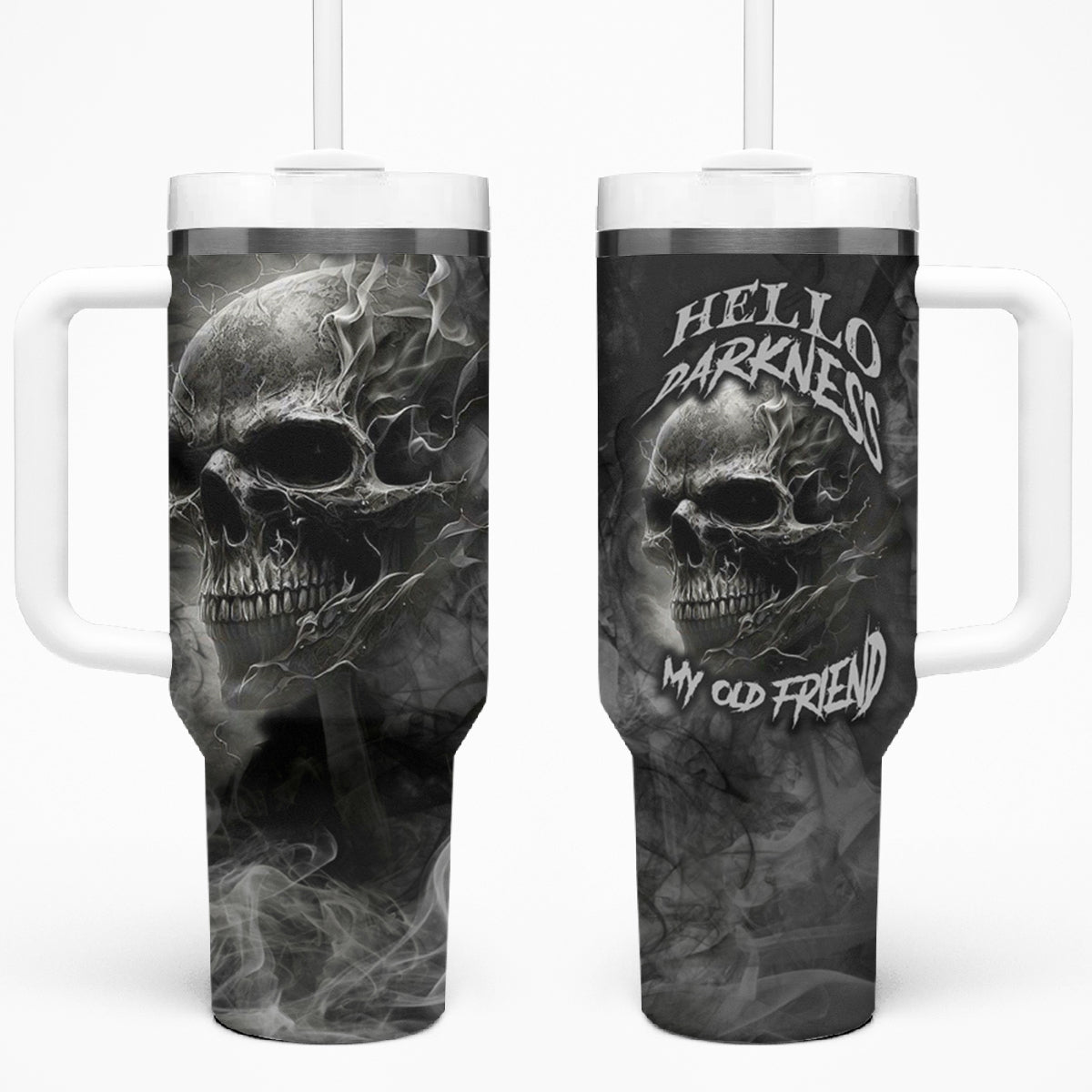 Hello Darkness My Old Friend Skull Tumbler With Handle - Wonder Print Shop