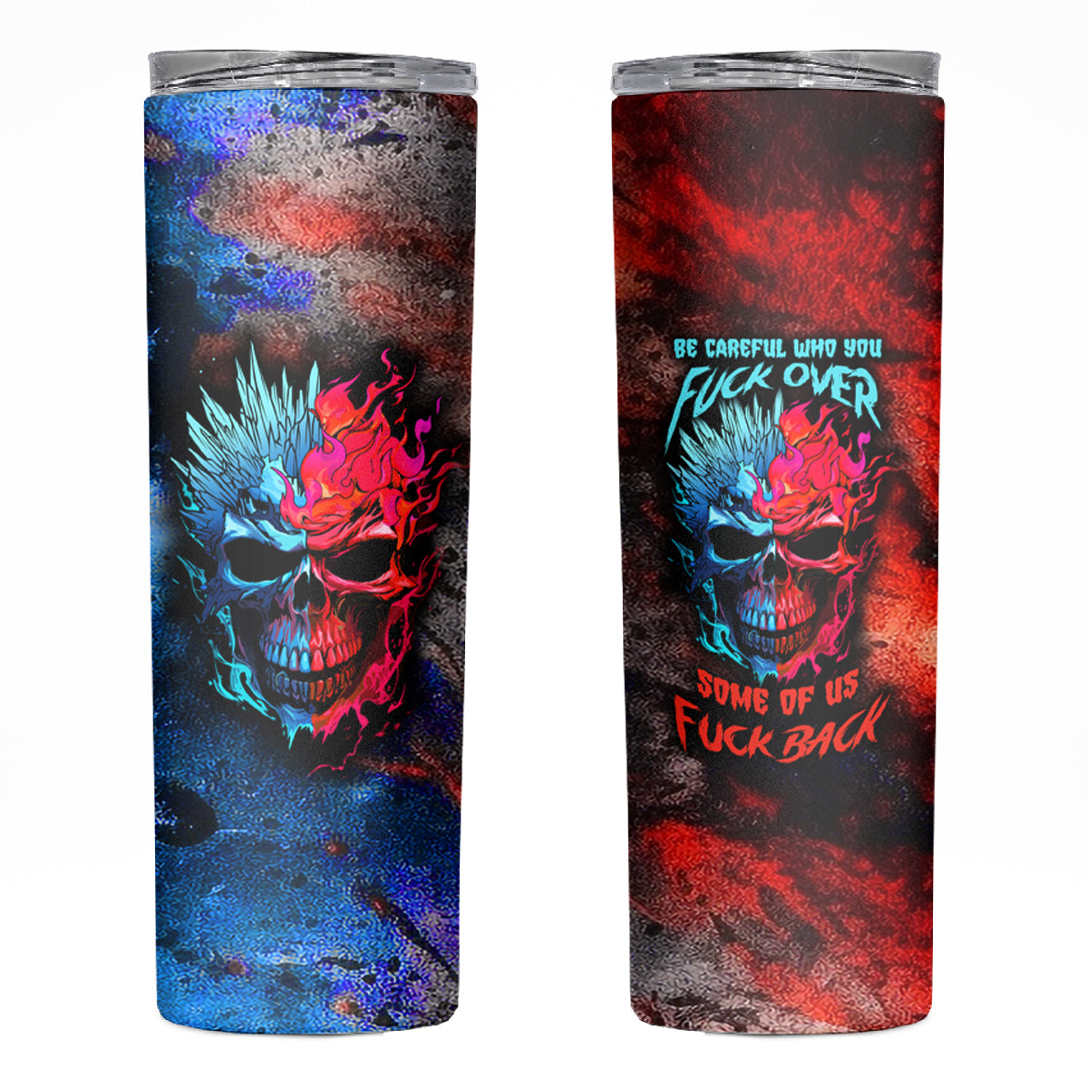 Be Careful Skull Skinny Tumbler - Wonder Print Shop