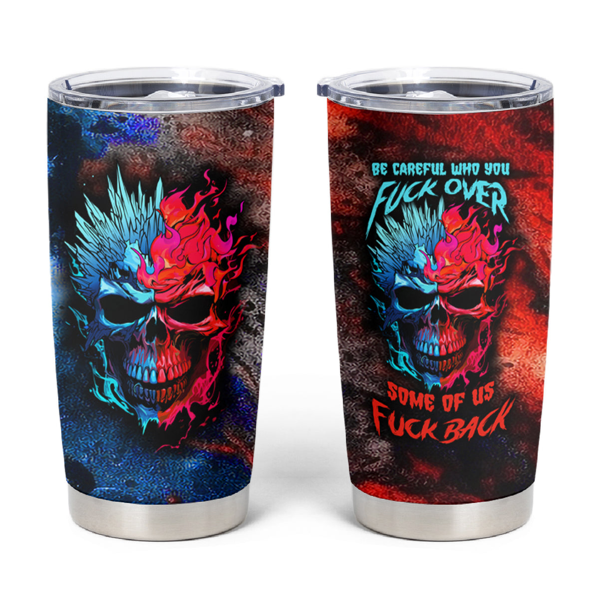 Be Careful Skull Tumbler Cup - Wonder Print Shop