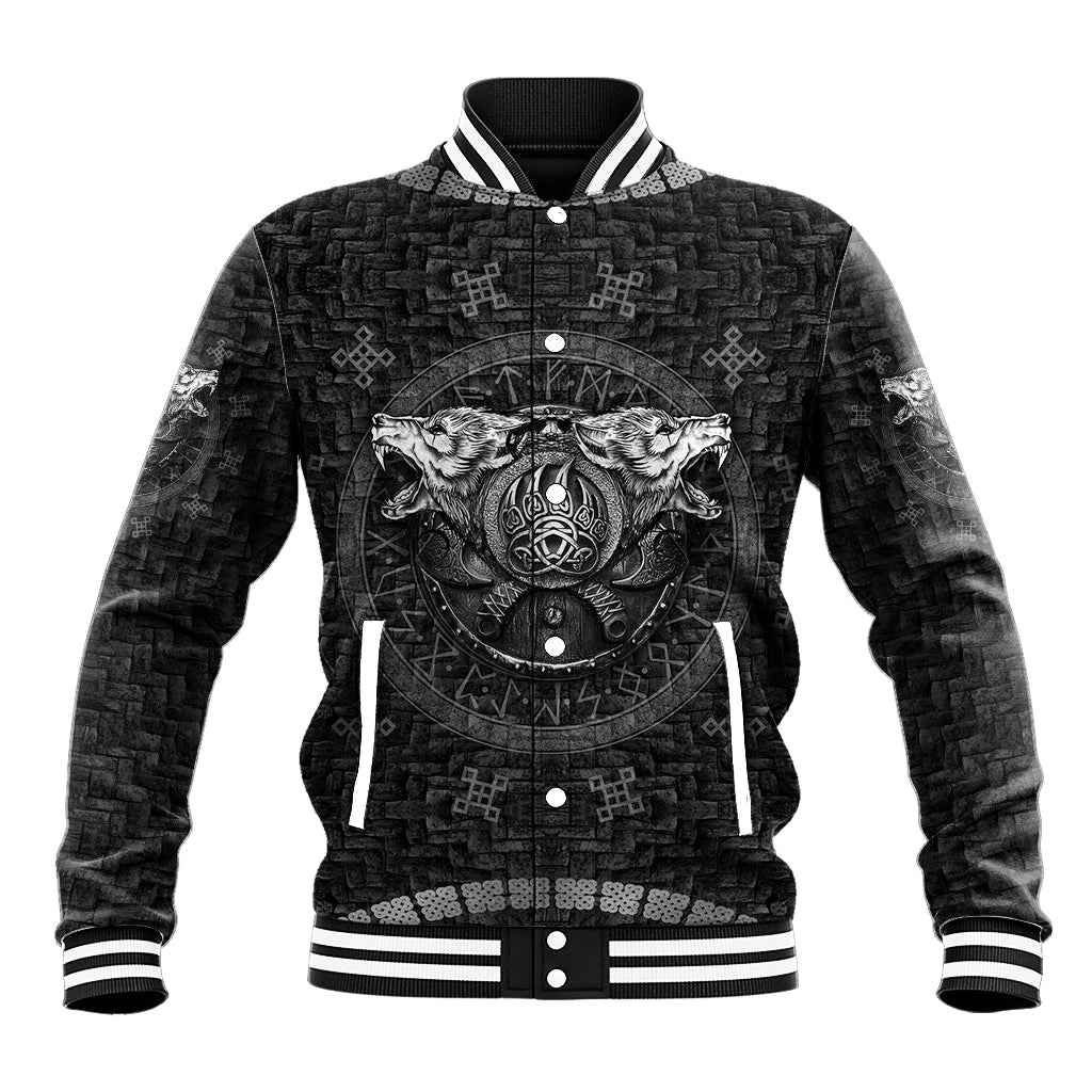 Viking Baseball Jacket Norse Wolf and Bearclaw Fusion - Wonder Print Shop