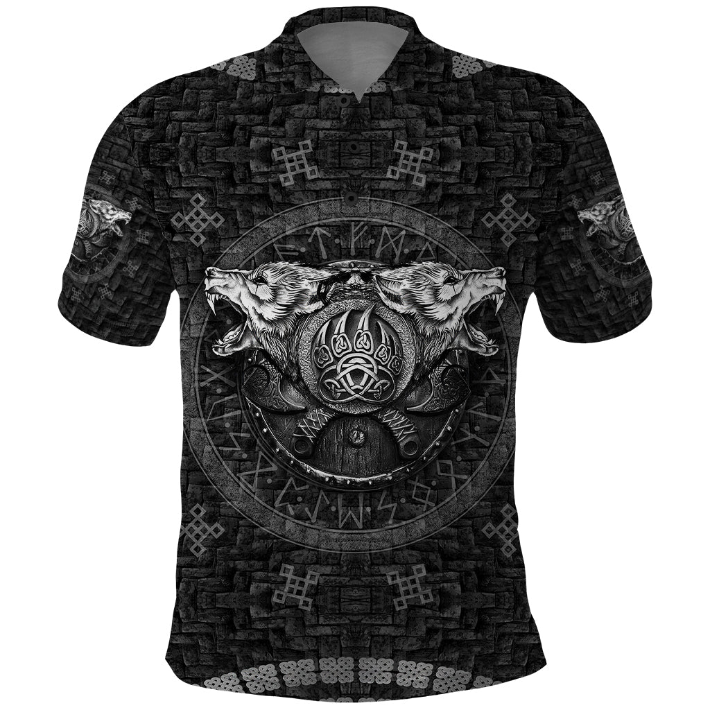 Viking Polo Shirt Norse Wolf and Bearclaw Fusion - Wonder Print Shop