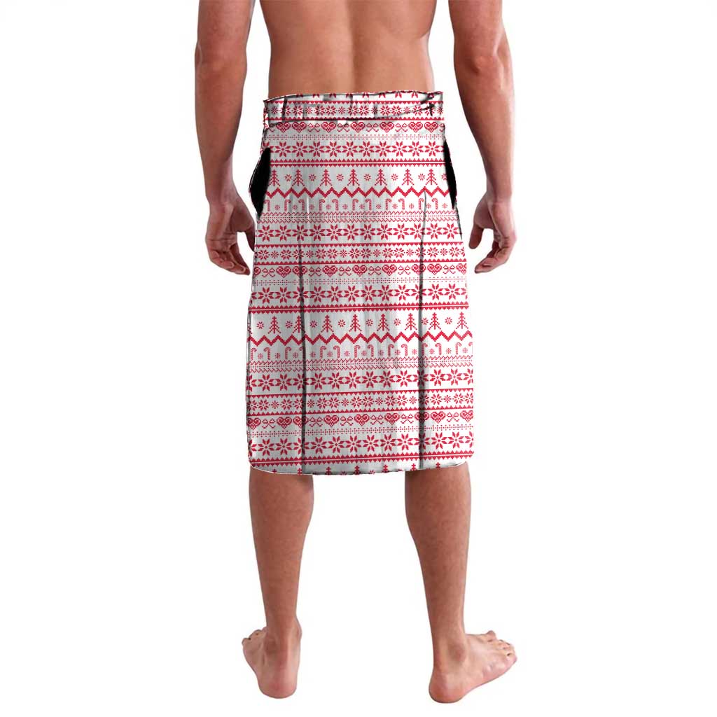 Poland Christmas Lavalava with Santa Riding Stork White Eagle Emblem and Red Snowflake Knit Pattern Design - Wonder Print Shop