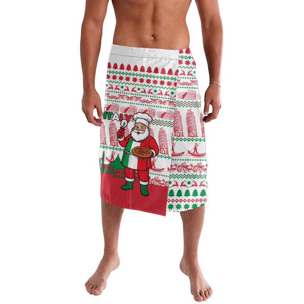 Italy Christmas Lavalava with Pizza Chef Santa Leaning Tower Colosseum and Red Green Holiday Pattern Design - Wonder Print Shop