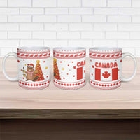 Canada Christmas Ceramic Mug with Beaver Maple Tree Ice Wine Pie and Red White Knit Pattern Design - Wonder Print Shop