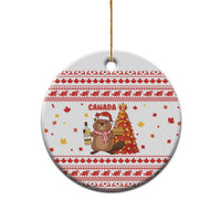 Canada Christmas Ceramic Ornament with Beaver Maple Tree Ice Wine Pie and Red White Knit Pattern Design - Wonder Print Shop