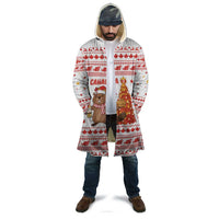 Canada Christmas Cloak with Beaver Maple Tree Ice Wine Pie and Red White Knit Pattern Design - Wonder Print Shop