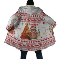 Canada Christmas Cloak with Beaver Maple Tree Ice Wine Pie and Red White Knit Pattern Design - Wonder Print Shop