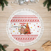 Canada Christmas Tree Skirt with Beaver Maple Tree Ice Wine Pie and Red White Knit Pattern Design - Wonder Print Shop