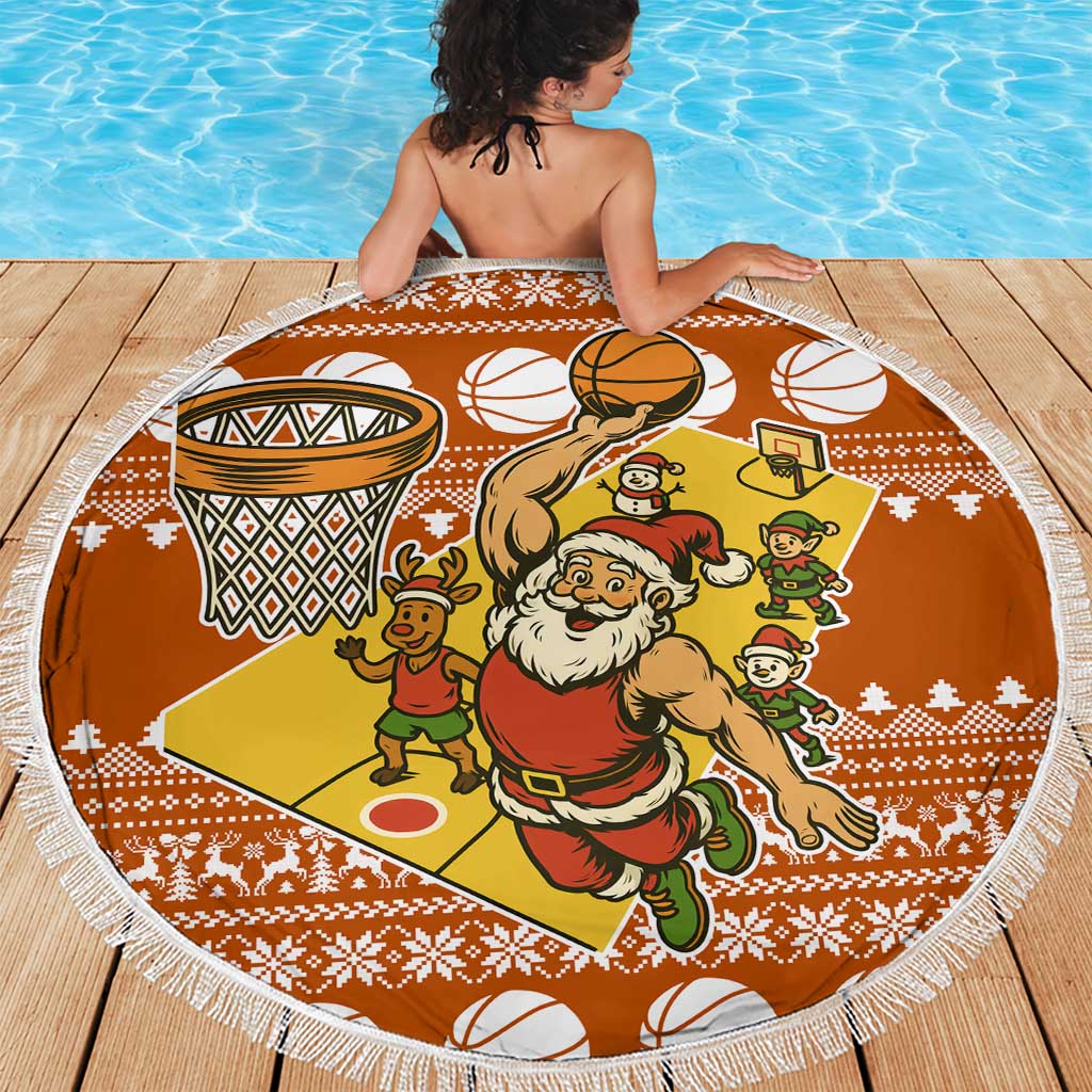 Basketball Santa Claus Christmas Beach Blanket Xmas Holiday Patterns - Wonder Print Shop