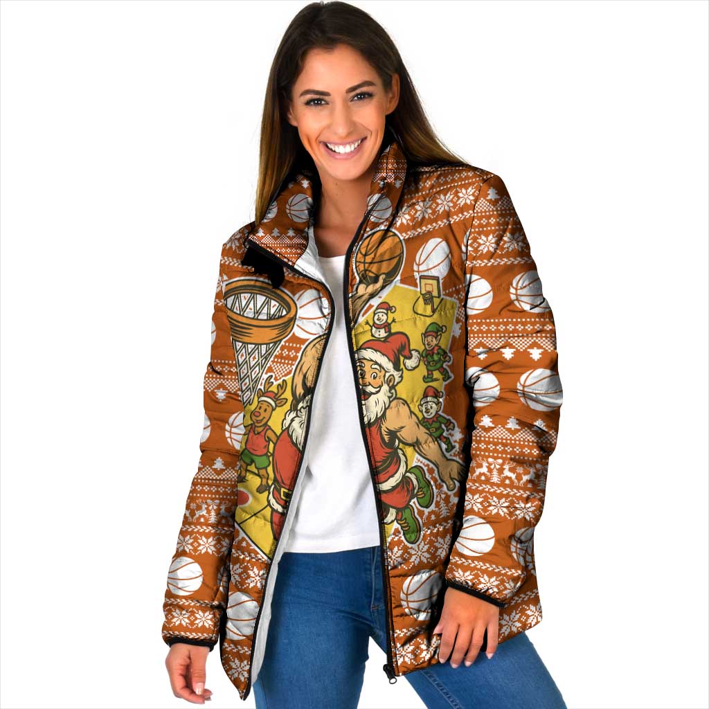 Basketball Santa Claus Christmas Padded Jacket Xmas Holiday Patterns - Wonder Print Shop