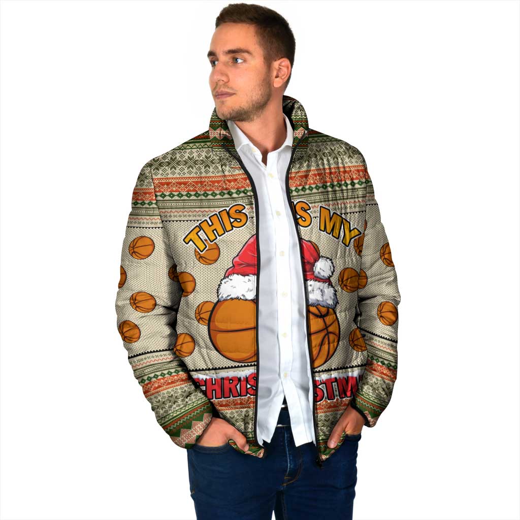 Basketball Winter Christmas Padded Jacket Xmas Holiday Patterns - Wonder Print Shop