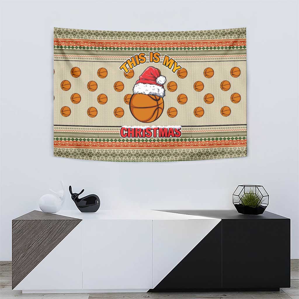 Basketball Winter Christmas Tapestry Xmas Holiday Patterns - Wonder Print Shop