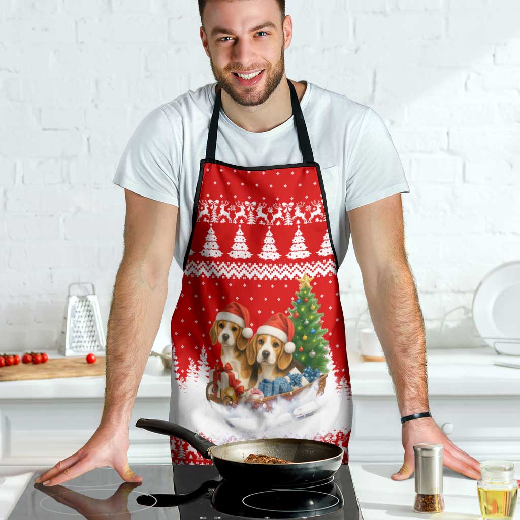 Beagle Dashing Dog Christmas Apron Xmas Holiday Patterns - Wonder Print Shop