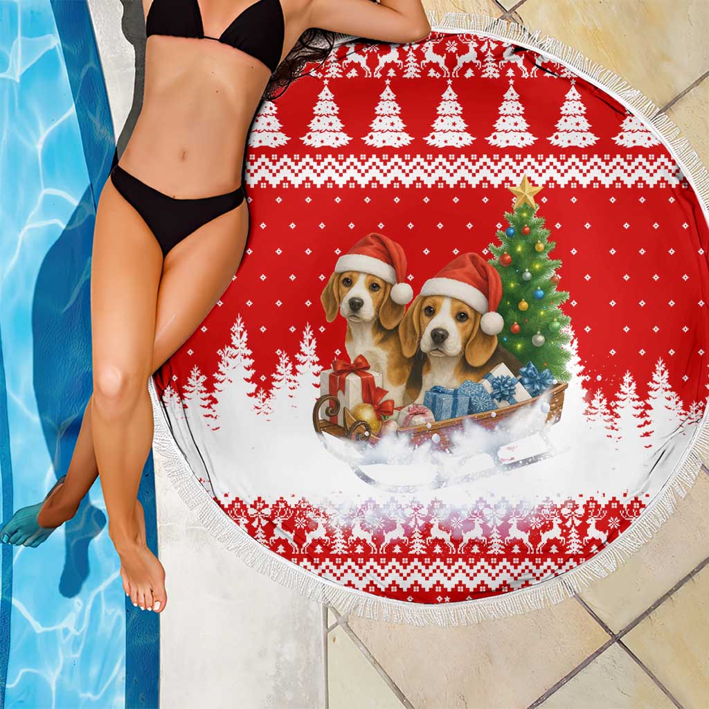 Beagle Dashing Dog Christmas Beach Blanket Xmas Holiday Patterns - Wonder Print Shop