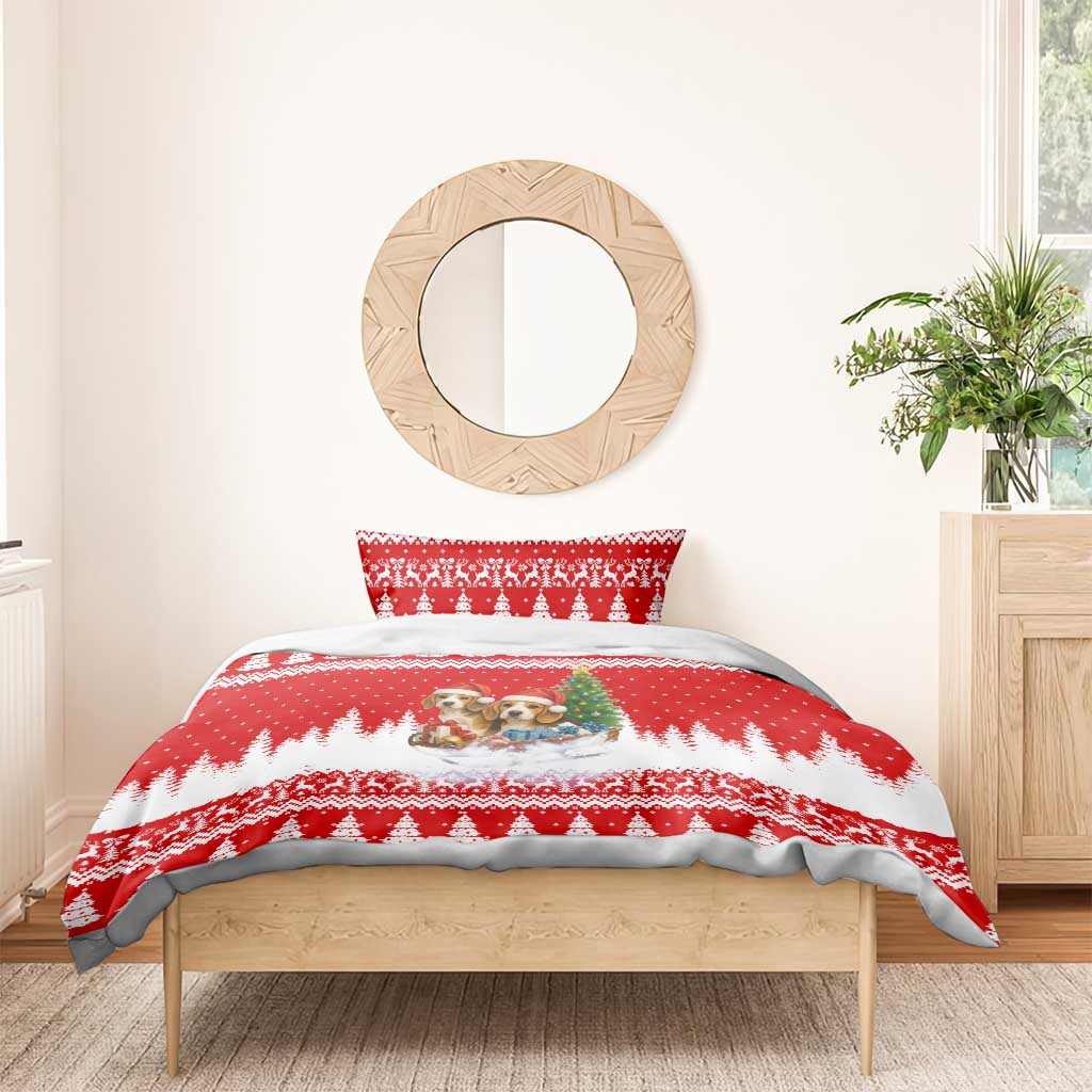 Beagle Dashing Dog Christmas Bedding Set Xmas Holiday Patterns - Wonder Print Shop