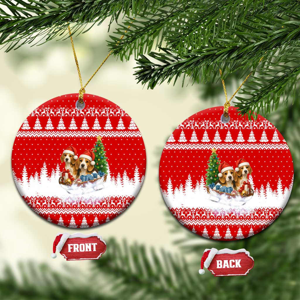 Beagle Dashing Dog Christmas Ceramic Ornament Xmas Holiday Patterns - Wonder Print Shop