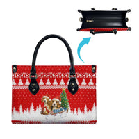 Beagle Dashing Dog Christmas Leather Bag Xmas Holiday Patterns - Wonder Print Shop