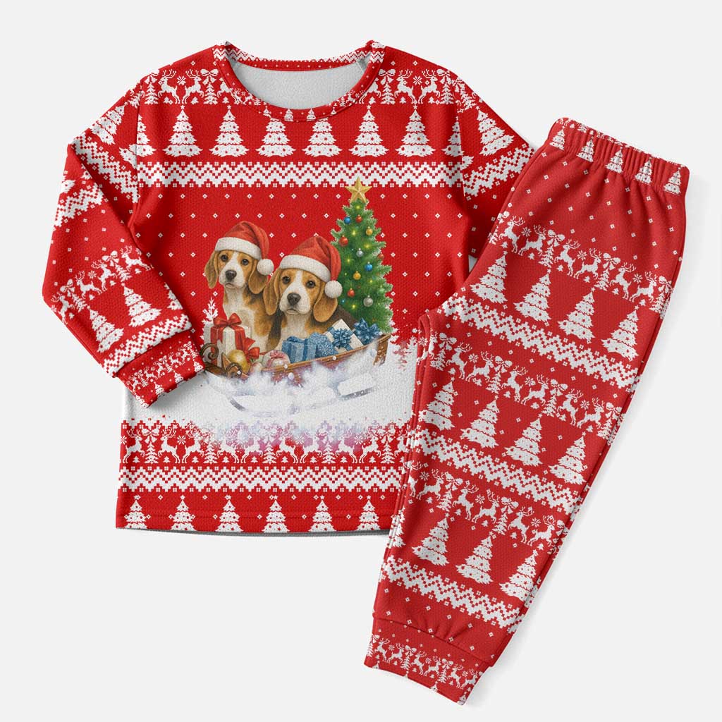Beagle Dashing Dog Christmas Pajama Set Xmas Holiday Patterns - Wonder Print Shop