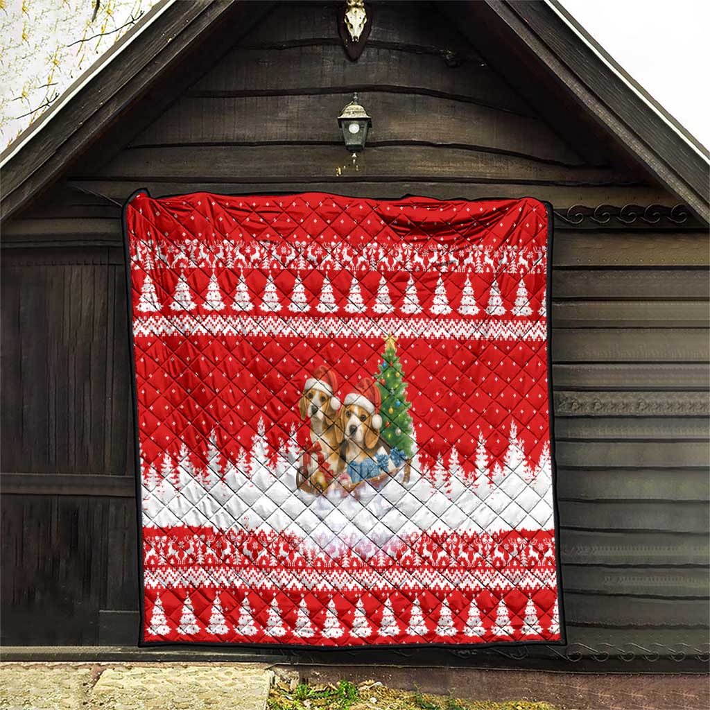 Beagle Dashing Dog Christmas Quilt Xmas Holiday Patterns - Wonder Print Shop