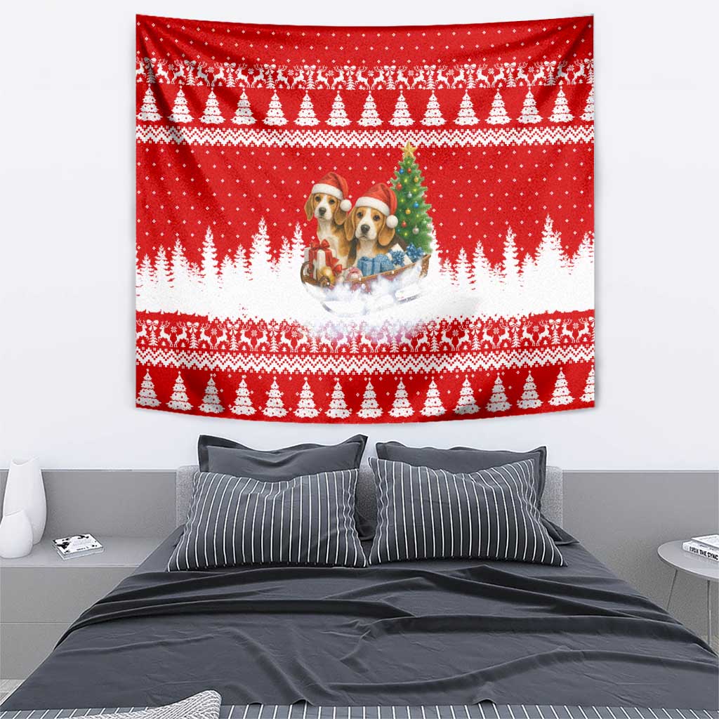 Beagle Dashing Dog Christmas Tapestry Xmas Holiday Patterns - Wonder Print Shop
