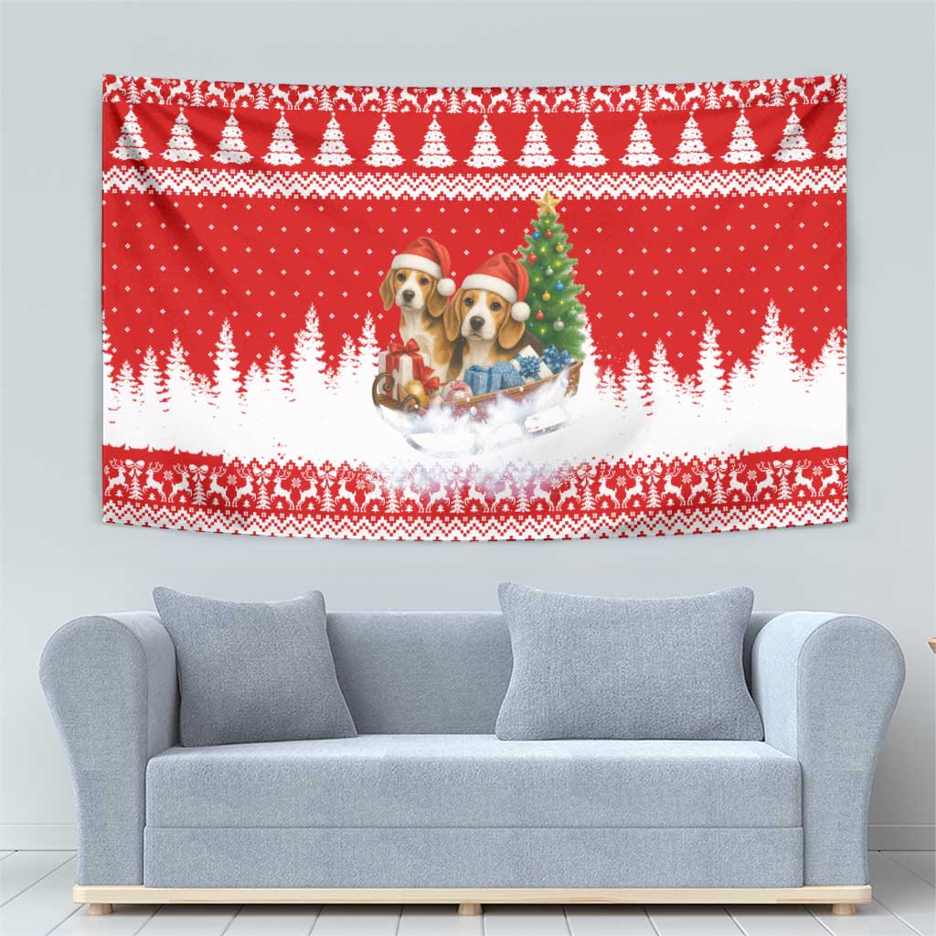 Beagle Dashing Dog Christmas Tapestry Xmas Holiday Patterns - Wonder Print Shop