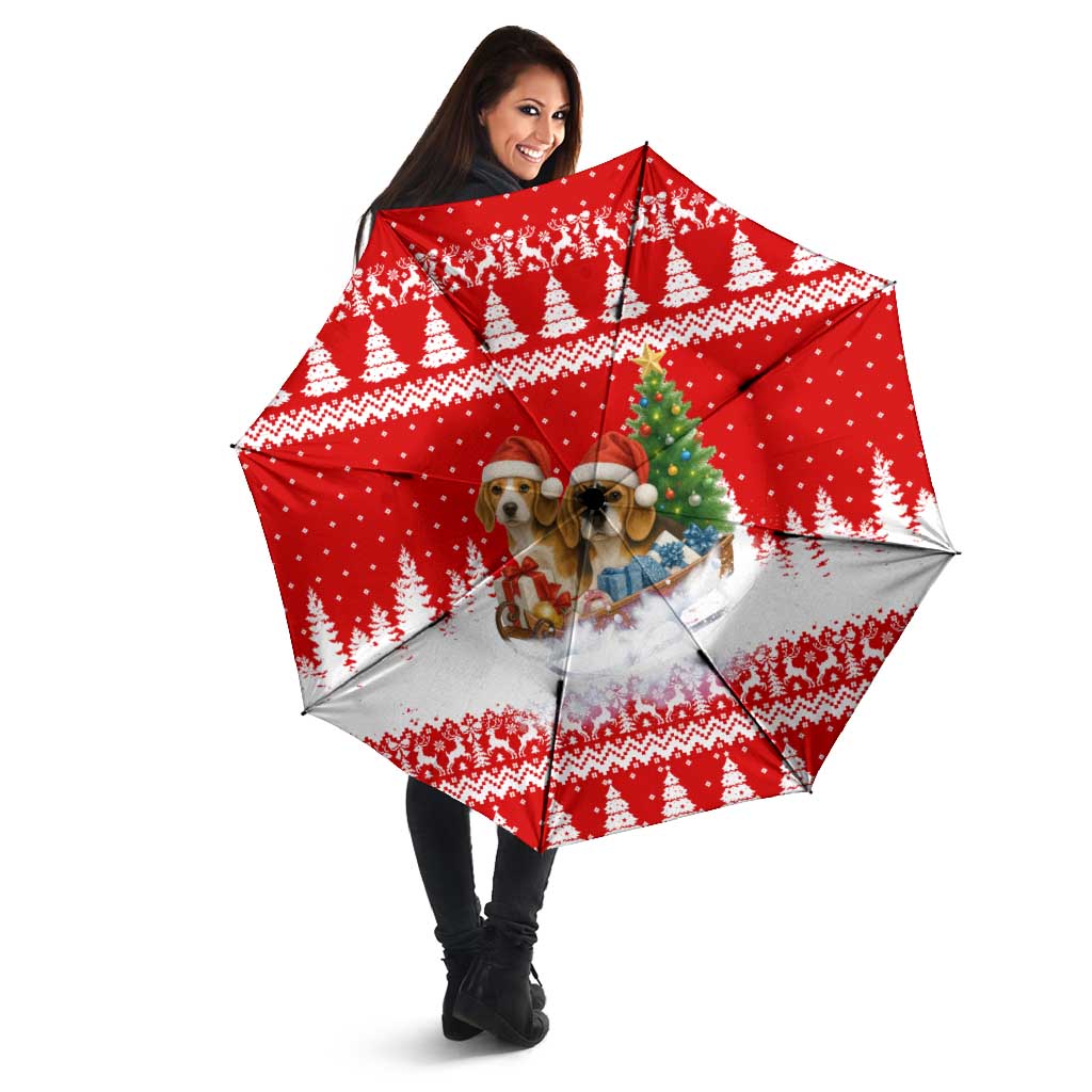 Beagle Dashing Dog Christmas Umbrella Xmas Holiday Patterns - Wonder Print Shop