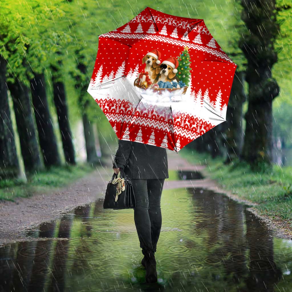 Beagle Dashing Dog Christmas Umbrella Xmas Holiday Patterns - Wonder Print Shop