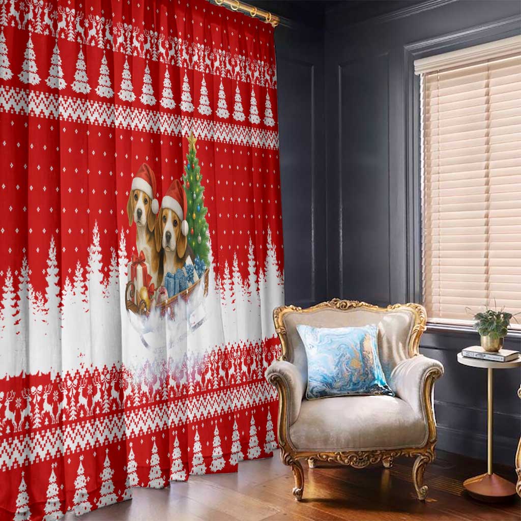 Beagle Dashing Dog Christmas Window Curtain Xmas Holiday Patterns - Wonder Print Shop