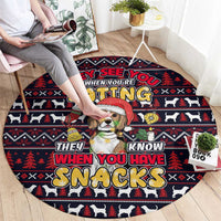 Beagle Dog They Know When You Have Snacks Christmas Round Carpet Xmas Holiday Patterns - Wonder Print Shop