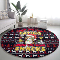 Beagle Dog They Know When You Have Snacks Christmas Round Carpet Xmas Holiday Patterns - Wonder Print Shop