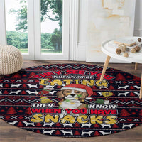 Beagle Dog They Know When You Have Snacks Christmas Round Carpet Xmas Holiday Patterns - Wonder Print Shop