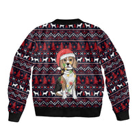 Beagle Dog They Know When You Have Snacks Christmas Sleeve Zip Bomber Jacket Xmas Holiday Patterns - Wonder Print Shop