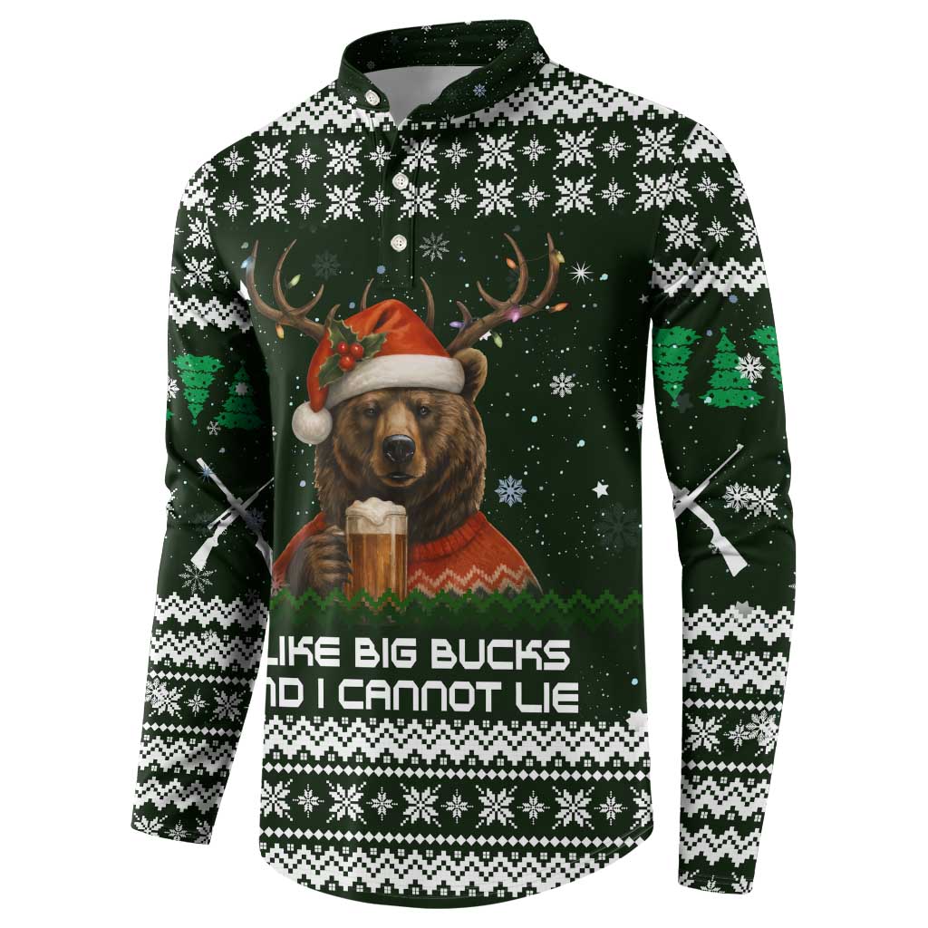 Bear Hunting and Beer Christmas Button Sweatshirt Xmas Holiday Patterns - Wonder Print Shop