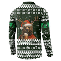 Bear Hunting and Beer Christmas Button Sweatshirt Xmas Holiday Patterns - Wonder Print Shop