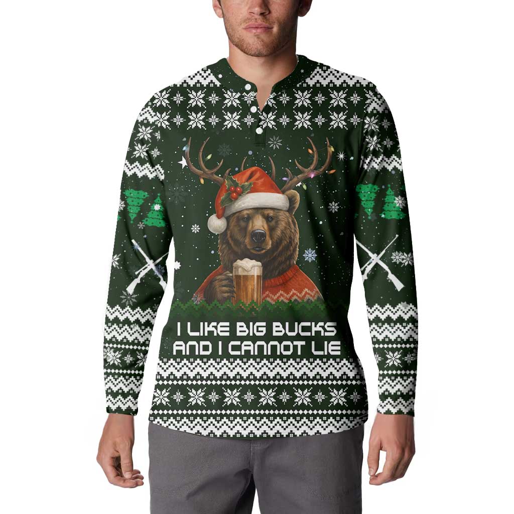 Bear Hunting and Beer Christmas Button Sweatshirt Xmas Holiday Patterns - Wonder Print Shop