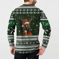 Bear Hunting and Beer Christmas Button Sweatshirt Xmas Holiday Patterns - Wonder Print Shop