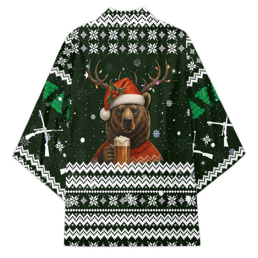 Bear Hunting and Beer Christmas Kimono Xmas Holiday Patterns - Wonder Print Shop