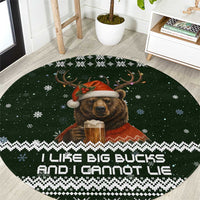 Bear Hunting and Beer Christmas Round Carpet Xmas Holiday Patterns - Wonder Print Shop
