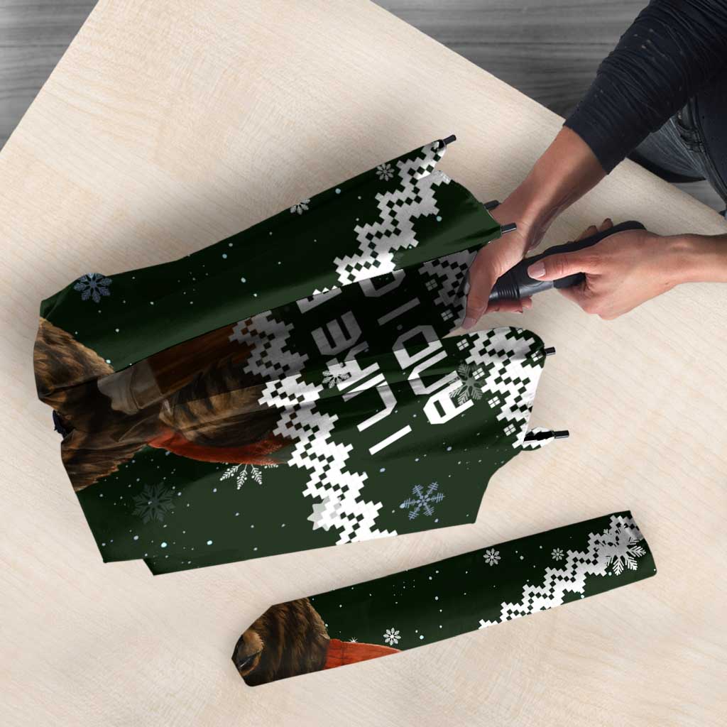Bear Hunting and Beer Christmas Umbrella Xmas Holiday Patterns - Wonder Print Shop