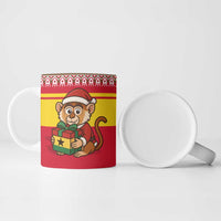 Ghana Christmas Ceramic Mug with Monkey Holding Gift Ghana Map and Festive - Wonder Print Shop