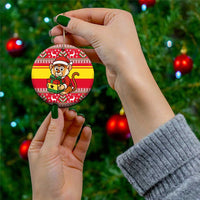 Ghana Christmas Ceramic Ornament with Monkey Holding Gift Ghana Map and Festive - Wonder Print Shop