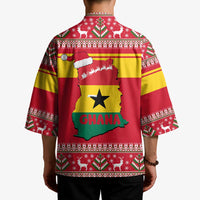 Ghana Christmas Kimono with Monkey Holding Gift Ghana Map and Festive - Wonder Print Shop