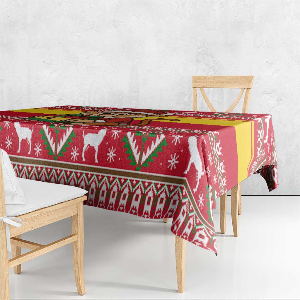 Ghana Christmas Tablecloth with Monkey Holding Gift Ghana Map and Festive - Wonder Print Shop