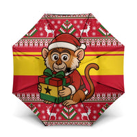 Ghana Christmas Umbrella with Monkey Holding Gift Ghana Map and Festive - Wonder Print Shop
